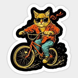 Cat Riding a Bike Sticker